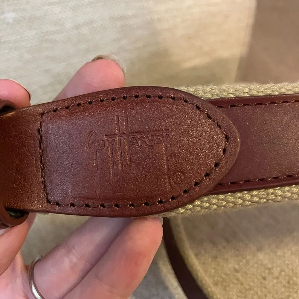 Guy Harvey red leather men’s fishing design belt